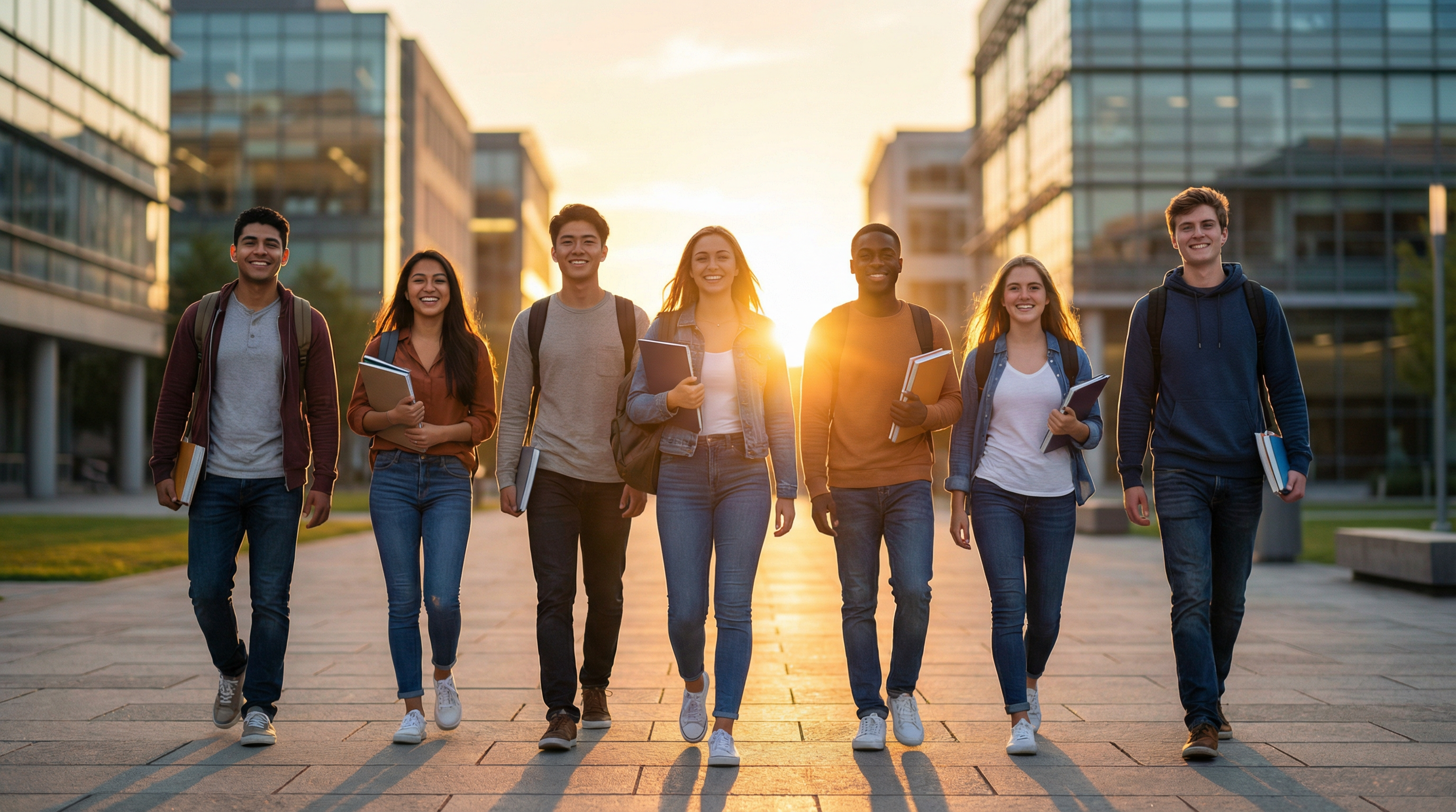 Students walking confidently toward their bright future