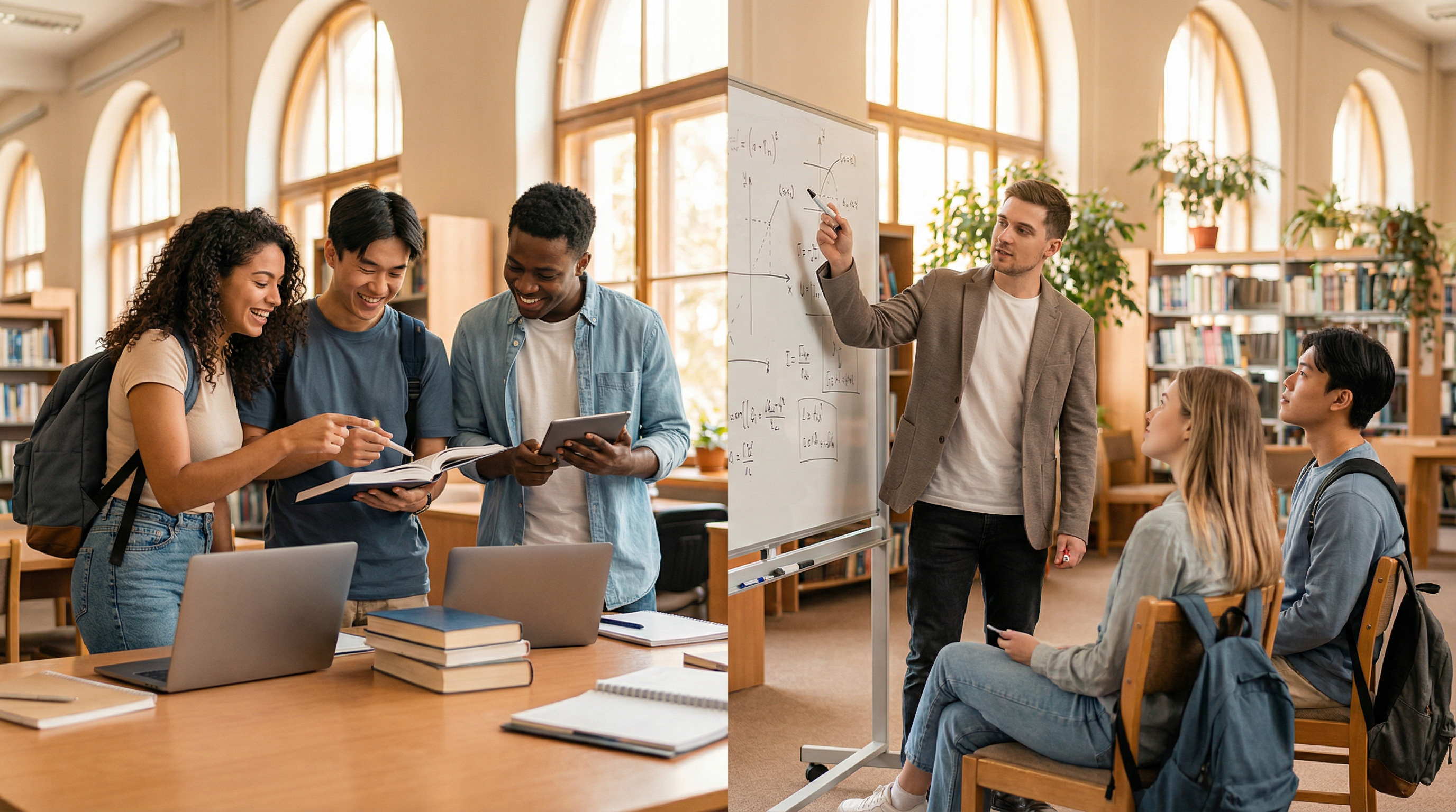 Students learning together with mentors