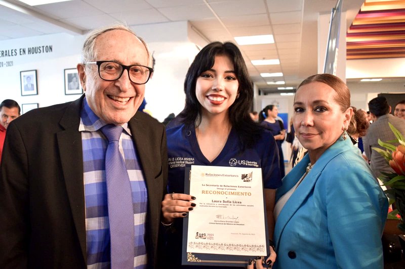 Scholarship recipient receiving recognition