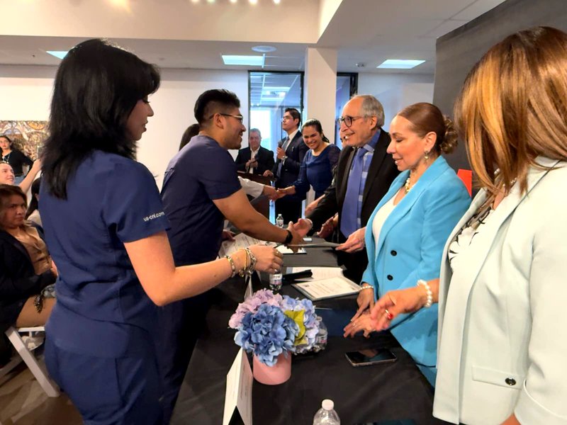 Students receiving certificates